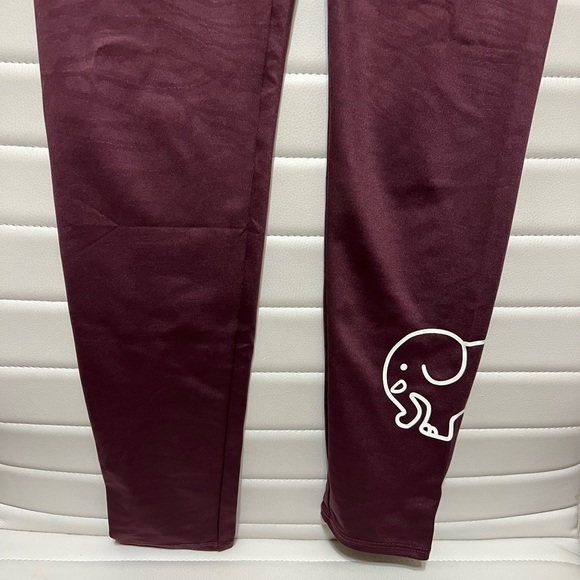 Ivory Ella Maroon colored Leggings, fabric has animal markings throughout - Picture 4 of 7